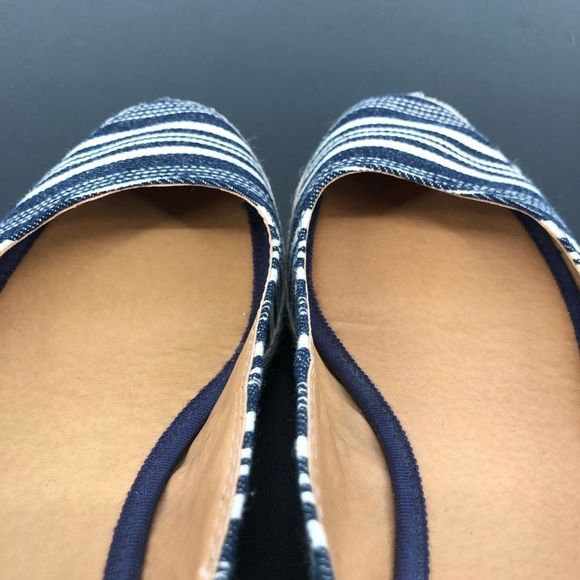 Lucky Brand Tilly Navy White Striped Round Toe Espadrille Wedges - Picture 8 of 11